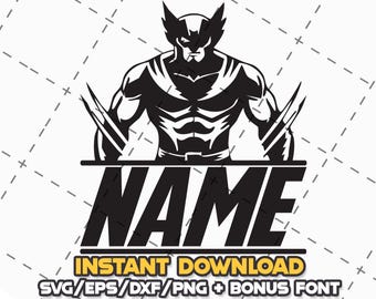 Pacchetto SVG Wolverine + Font: Cricut, file tagliati al laser (download digitale)