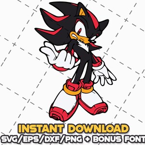 SONIC HEDGEHOG BUNDLE + Font Svg Png Eps Dxf Cricut Cameo Print Lazer Engrave File for Diy Crafts Birthdays Shirt Digital Download Cut Files
