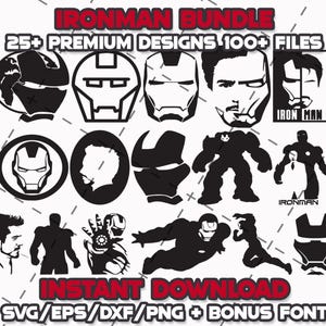 Ironman Outline SVG Bundle: Cricut, Lazer Cut Files (Digital Download)