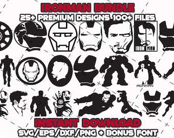 Ironman Umriss SVG-Bundle: Cricut, Lazer Cut Files (Digitaler Download)
