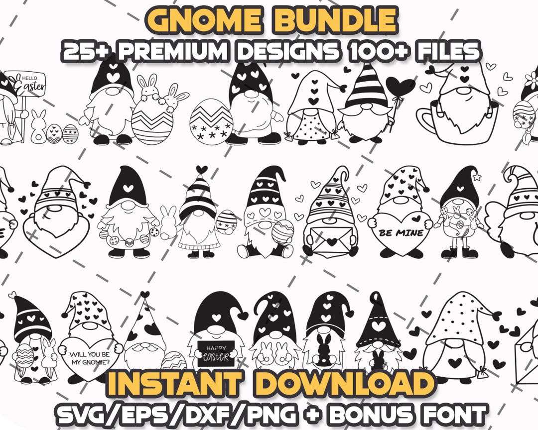 GNOME SVG BUNDLE + Font | Svg, Png, Eps, Dxf Files | Cricut, Laser Cut ...