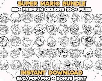 Super Mario SVG Bundle: Cricut Dateien + Schrift (Digitaler Download)
