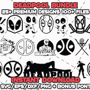 Deadpool SVG Bundle: 25+ Designs, Bonus Font (Digital Download)