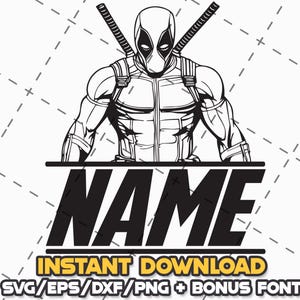 Deadpool SVG Bundle: Cricut, Laser Cut Files + Font (Digital Download)