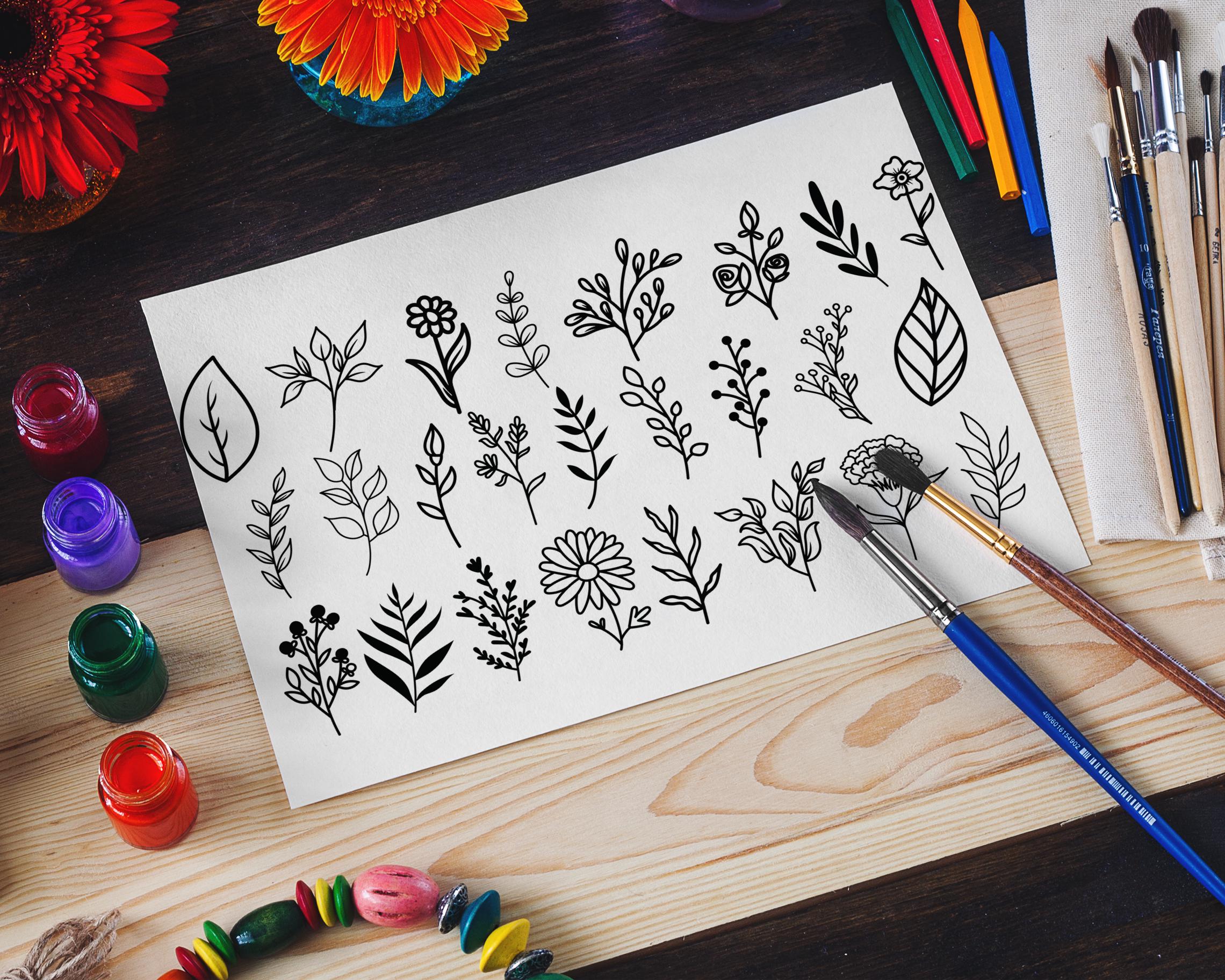 Floral Outline SVG Bundle, Botanical Designs (digital Download) - Etsy
