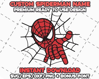 Paquete SVG de Spiderman con fuente: Cricut, archivos cortados con láser (descarga digital)