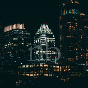 Austin, Texas, Skyline at Night, Frost Bank Tower, Digital Download