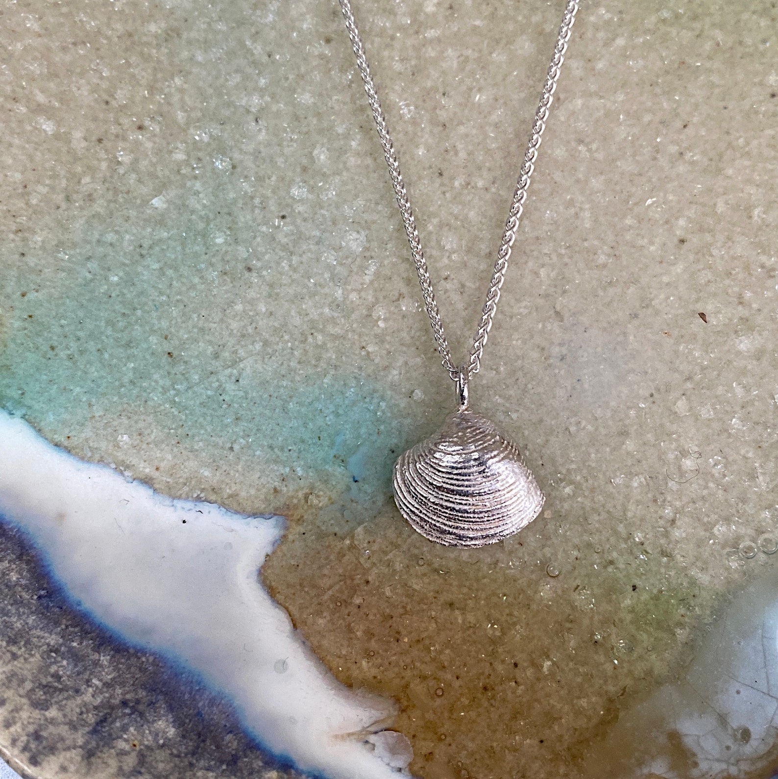 Clam Shell Necklace Hallmarked Recycled Solid Sterling Etsy