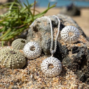 Sea Urchin Necklace - Hallmarked Recycled Solid Sterling Silver Pendant Necklace - Sea Urchin Charms - Handmade UK