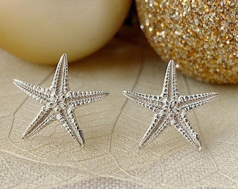 FAIRMINED Starfish Earrings - Hallmarked Fairmined Solid Sterling Silver Mini Stud Earrings - Handmade UK - Ethical Jewellery