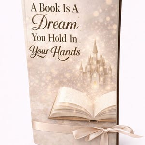 Folded Book Art | "A Book Is A Dream" Quote, Fantasy Castle Decor