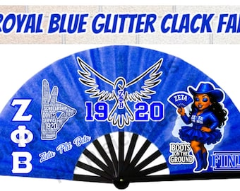D9  Zeta Blue Large Glitter Clack Fan -Boots on the Ground