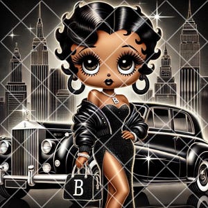 Fichier numérique PNG Betty Boop glamour soirée noire - Cartes de voeux Betty Boop, papier d'emballage, enveloppe de verre, journal, sac fourre-tout