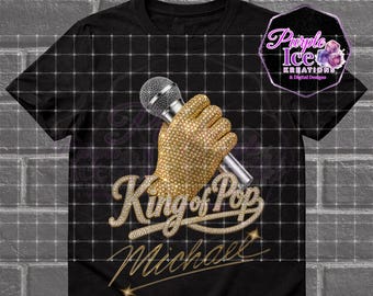 King of Pop Faux  Rhinestone Glove - MICHAEL DTF Transfer- Just press and go