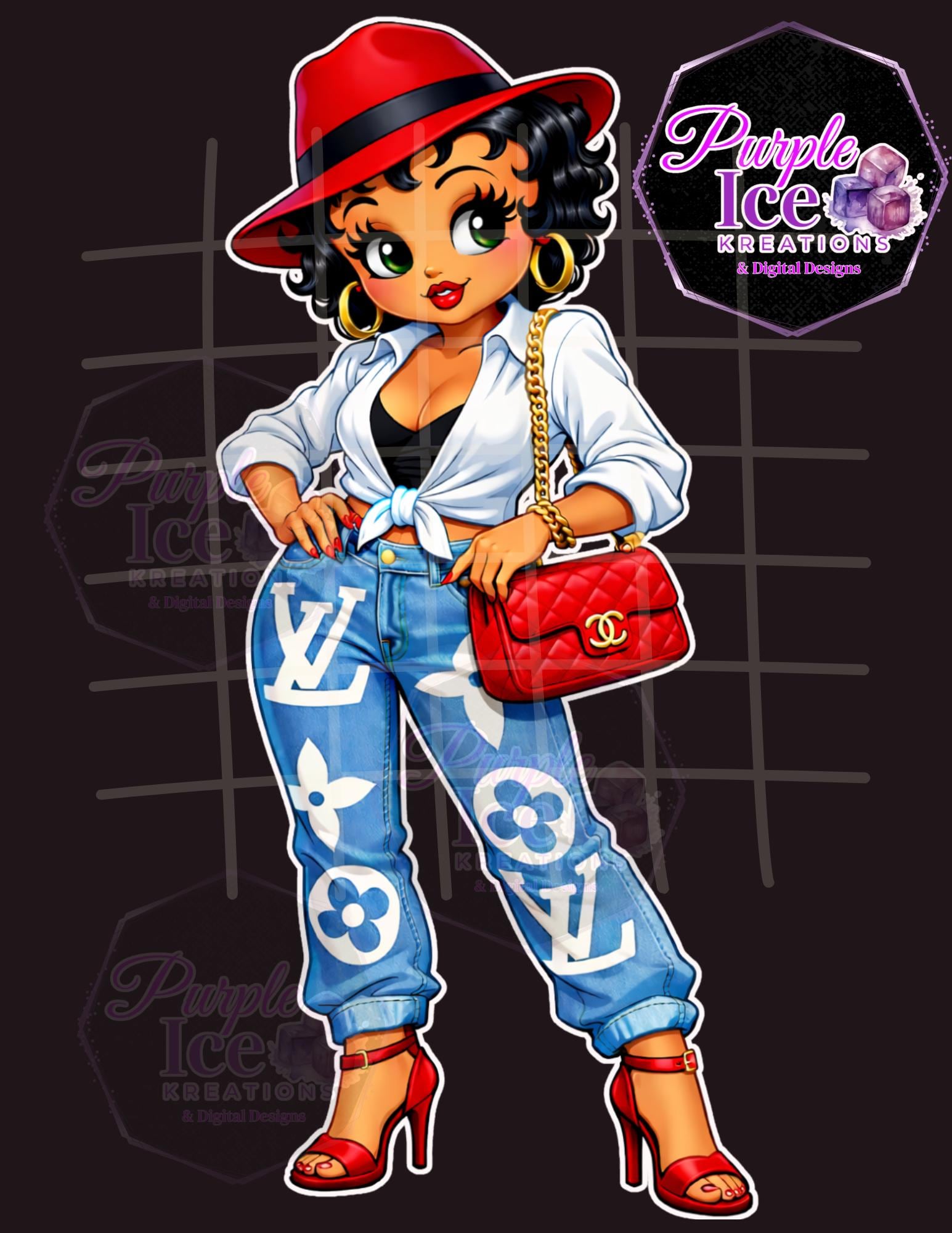 Betty Boop- Denim Flair Transparent Background PNG File- Tumbler 