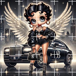 Betty Boop- Black  PNG Digital File