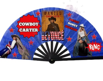 Cowboy Carter BLUE Glitter Fan with Loud Clack