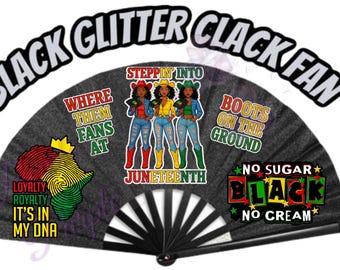 JUNETEENTH Black Glitter Boots on the Ground Fan with Loud Clack