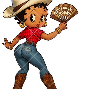 Betty Boots on the Ground Red Plaid Betty Boop PNG Digital File- Tumbler Luggage Tag Clothing Party Favors clack Fans