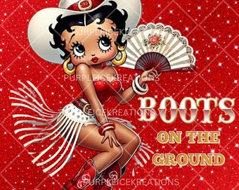 Betty Boots on the Ground Betty Boop PNG Digital File- Tumbler Luggage Tag Clothing Party Favors