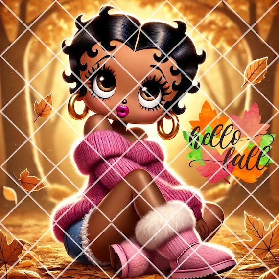 Betty Boop Happy Fall - Pink PNG File- Tumbler Journal Greeting