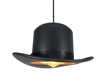 Lustre noir chapeau de cowboy, lampe suspendue, suspension moderne, éclairage de plafond, abat-jour suspendu