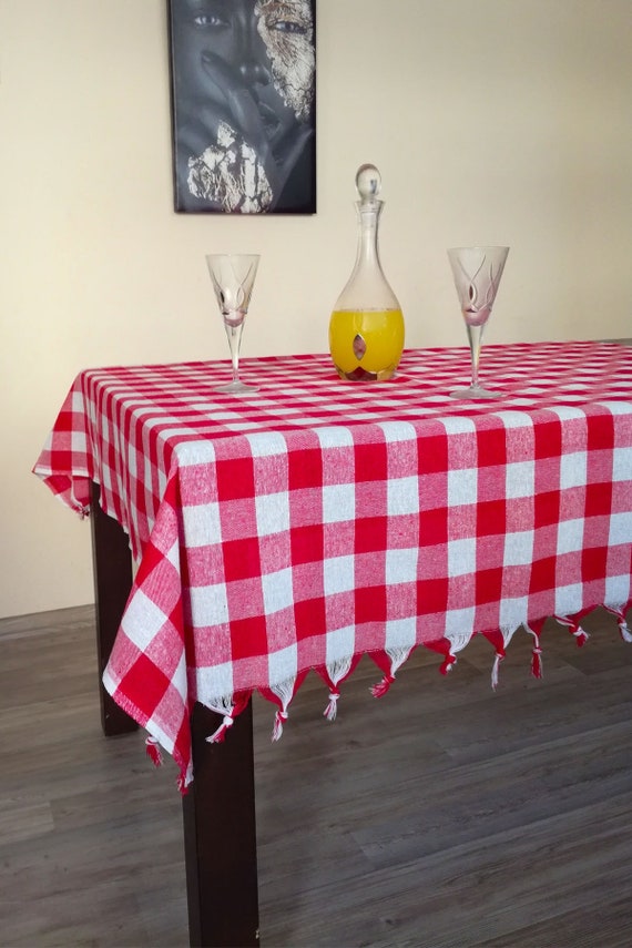 Cotton Checkered Tablecloth Picnic Blanked Table Sheet Table Etsy