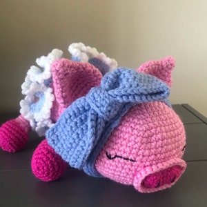 Crocheted Pig, Sleeping Pig, Amigurumi Pig, Plush Pig, Pink Pig, Handmade Pig, Pig Gift