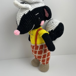 Crocheted Skunk Plush: Amigurumi Skunk with Suspenders