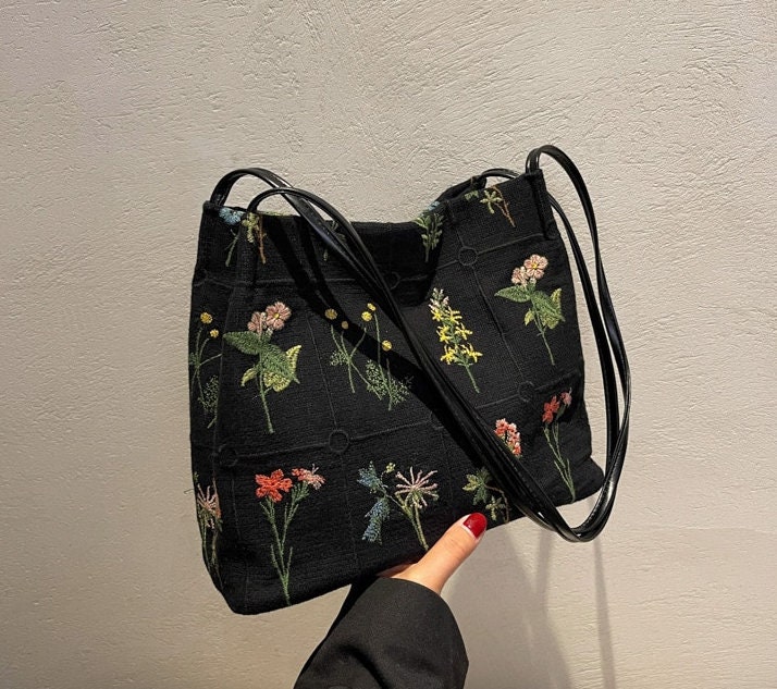 Pattern Type Floral Flower Tote Bag High Capacity Shoulder - Etsy
