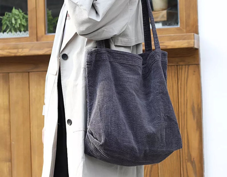 Large Corduroy EcoFriendly Tote for Women Durable Purse Bag Etsy