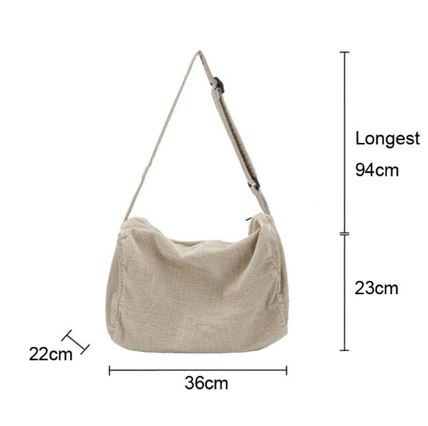 Corduroy Cross-body Zipper Versatile Bag | Etsy