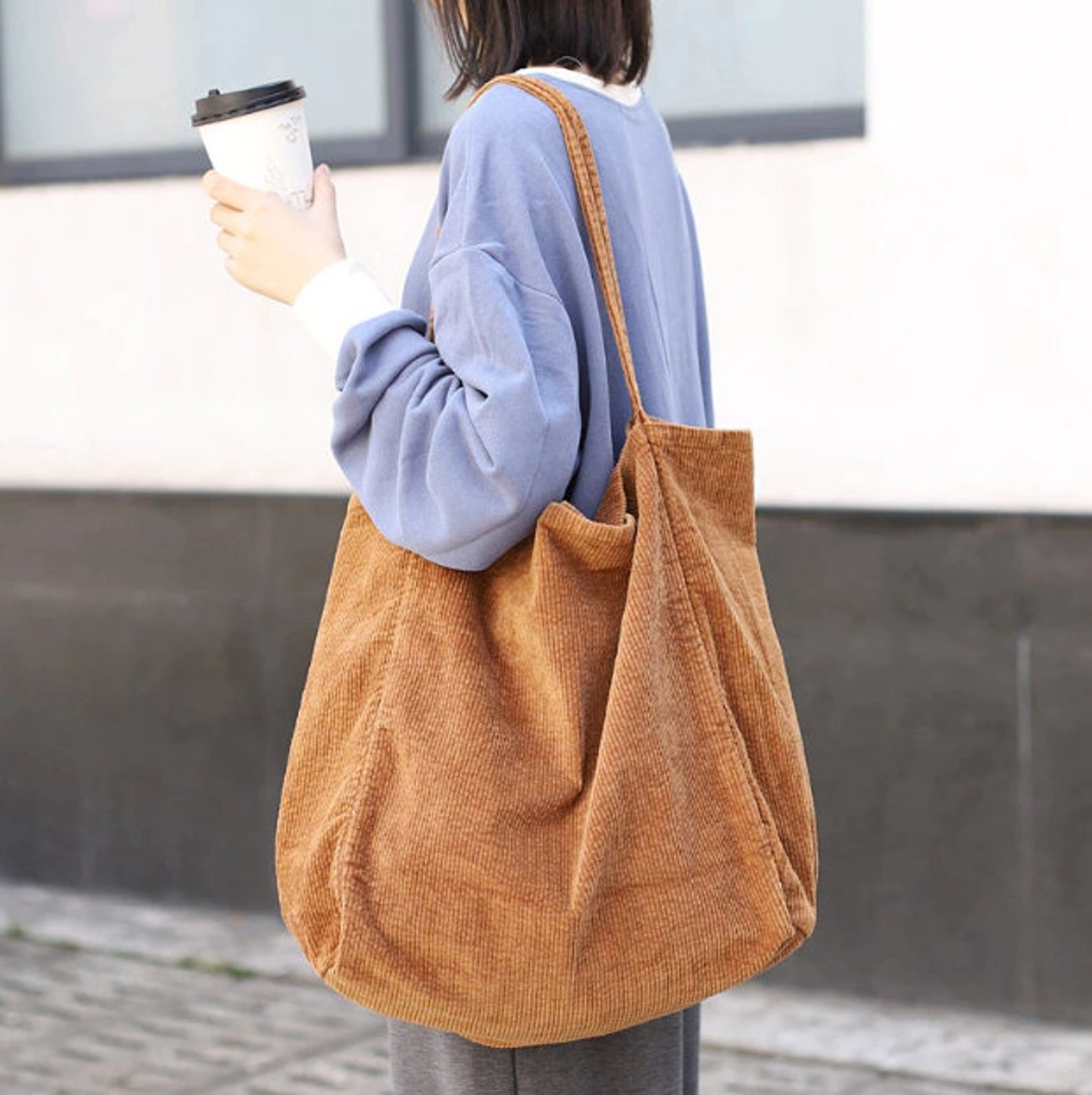 EcoFriendly Corduroy Large Tote Bag for Travelling Etsy