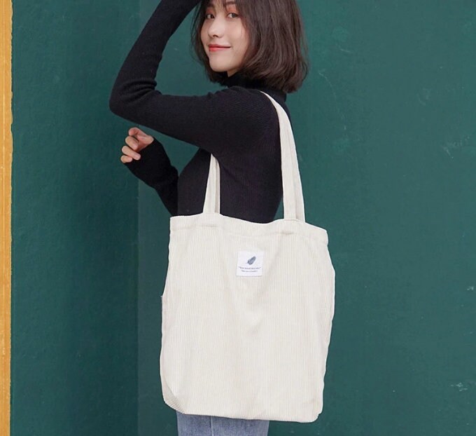 Corduroy Ecofriendly Shoulder Tote Bag for Everyday Use Etsy