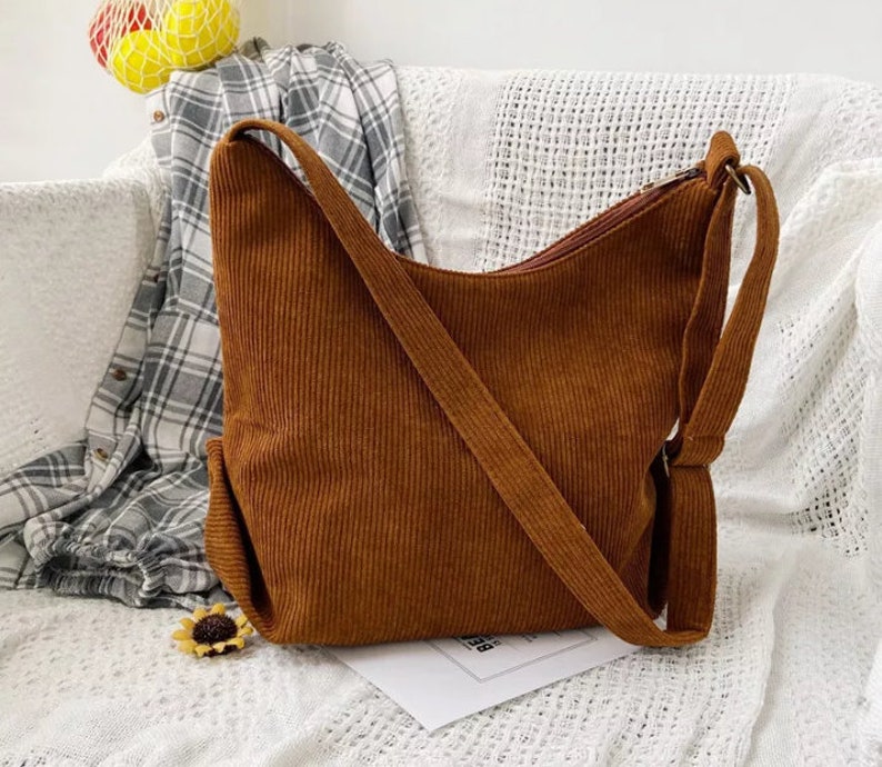 Crossbody and Shoulder Purse Corduroy Bag Etsy