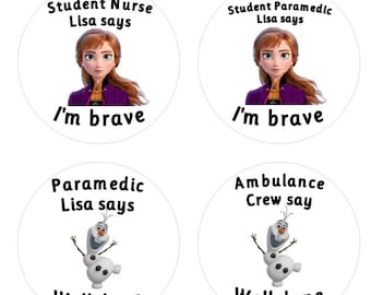 Personalised Frozen Stickers for Brave Patients, Pediatric Nurse Gift, Student Paramedic Reward, Custom Doctor Stickers