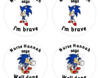 Personalised sonic Stickers for Brave Patients, Pediatric Nurse Gift, Student Paramedic Reward, Custom Doctor Stickers
