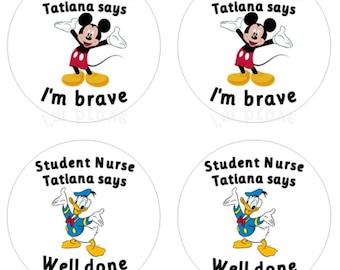 Personalised Disney Stickers for Brave Patients, Pediatric Nurse Gift, Student Paramedic Reward, Custom Doctor Stickers
