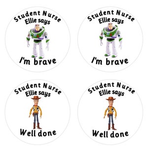 Personalised Toy story Stickers for Brave Patients, Pediatric Nurse Gift, Student Paramedic Reward, Custom Doctor Stickers