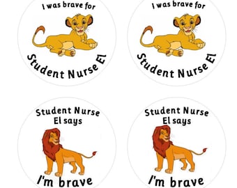 Personalised Lion King Stickers for Brave Patients, Pediatric Nurse Gift, Student Paramedic Reward, Custom Doctor Stickers