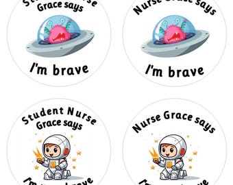 Personalised Space Stickers for Brave Patients, Pediatric Nurse Gift, Student Paramedic Reward, Custom Doctor Stickers