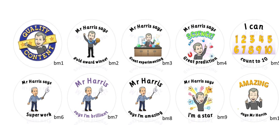 Praise Bitmoji 4 Sheets of Bitmoji Stickers - Primary School, Praise, Personalised ...