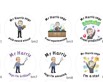 4 sheets of Bitmoji stickers - Primary School, Praise, Personalised, Bitmoji, Reward, Round stickers, (140 stickers)