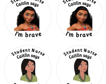Personalised Disney Stickers for Brave Patients, Pediatric Nurse Gift, Student Paramedic Reward, Custom Doctor Stickers