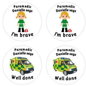 Personalised Paramedic Stickers for Brave Patients - Custom Ambulance Crew Reward - Student Paramedic Placement Gift