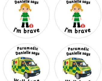 Personalised Paramedic Stickers for Brave Patients - Custom Ambulance Crew Reward - Student Paramedic Placement Gift
