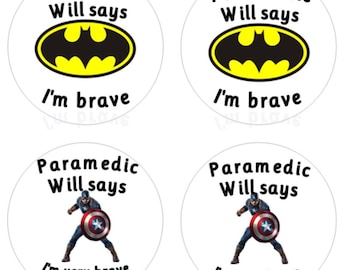 Personalised Superhero Stickers for Brave Patients, Pediatric Nurse Gift, Student Paramedic Reward, Custom Doctor Stickers