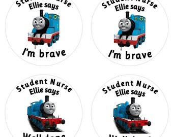 Personalised Thomas the tank engine Stickers for Brave Patients, Pediatric Nurse Gift, Student Paramedic Reward, Custom Doctor Stickers