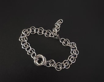 Stainless steel 2-1 chain with Mobius chainmaille bracelet with extender