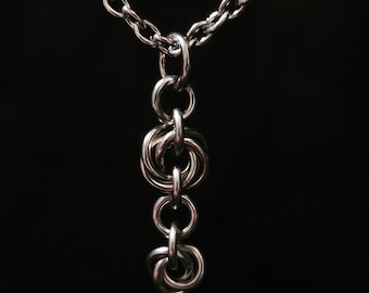 Stainless steel Mobius chainmaille pendant necklace with stainless steel chain